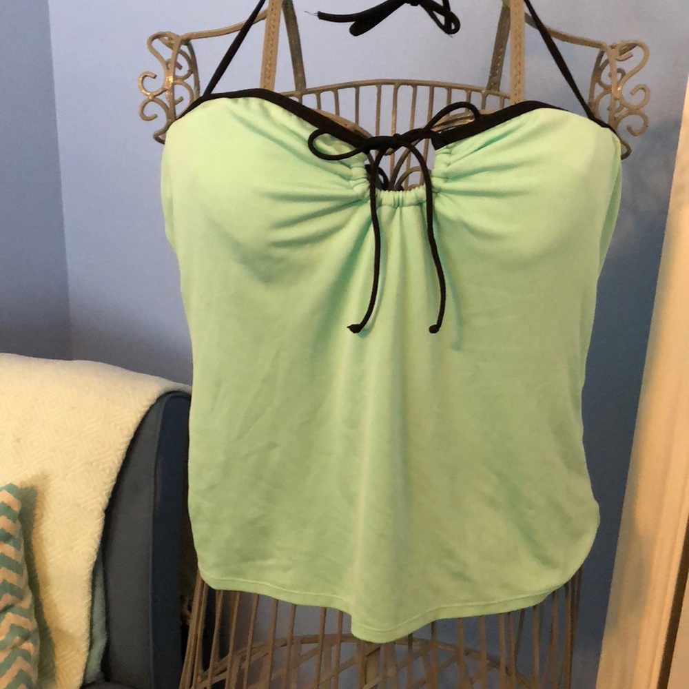 MERONA aqua green black trim swim top